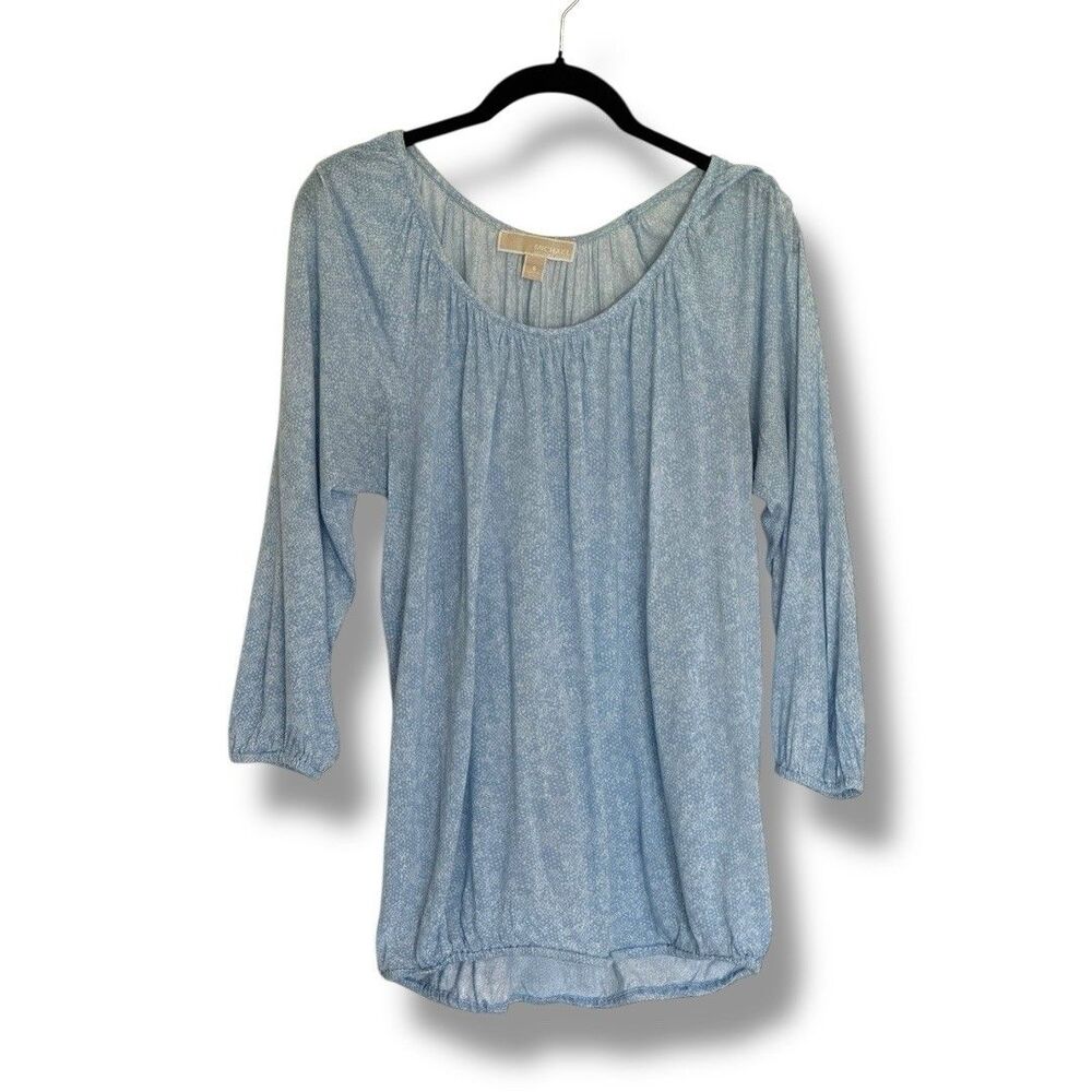 Michael Kors Peasant Blouse 3/4  Sleeve Blue Reptile Print Small